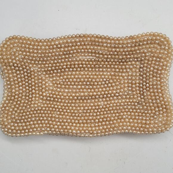 Gala Vintage 50s Faux Pearl Beaded Coquette Evening Clutch Bag Handbag - Picture 3 of 11
